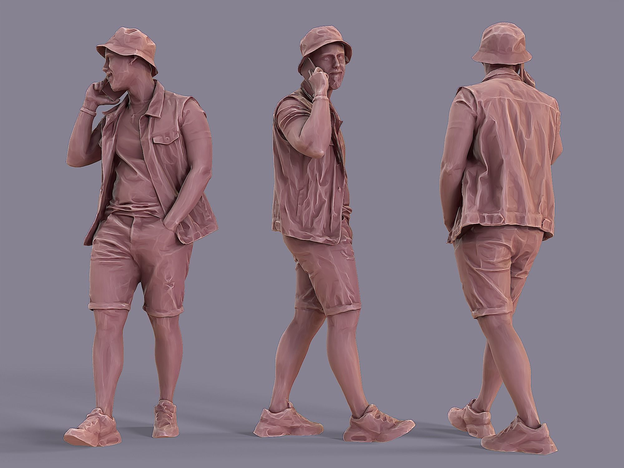 Dude Talking by Phone 3D model_2