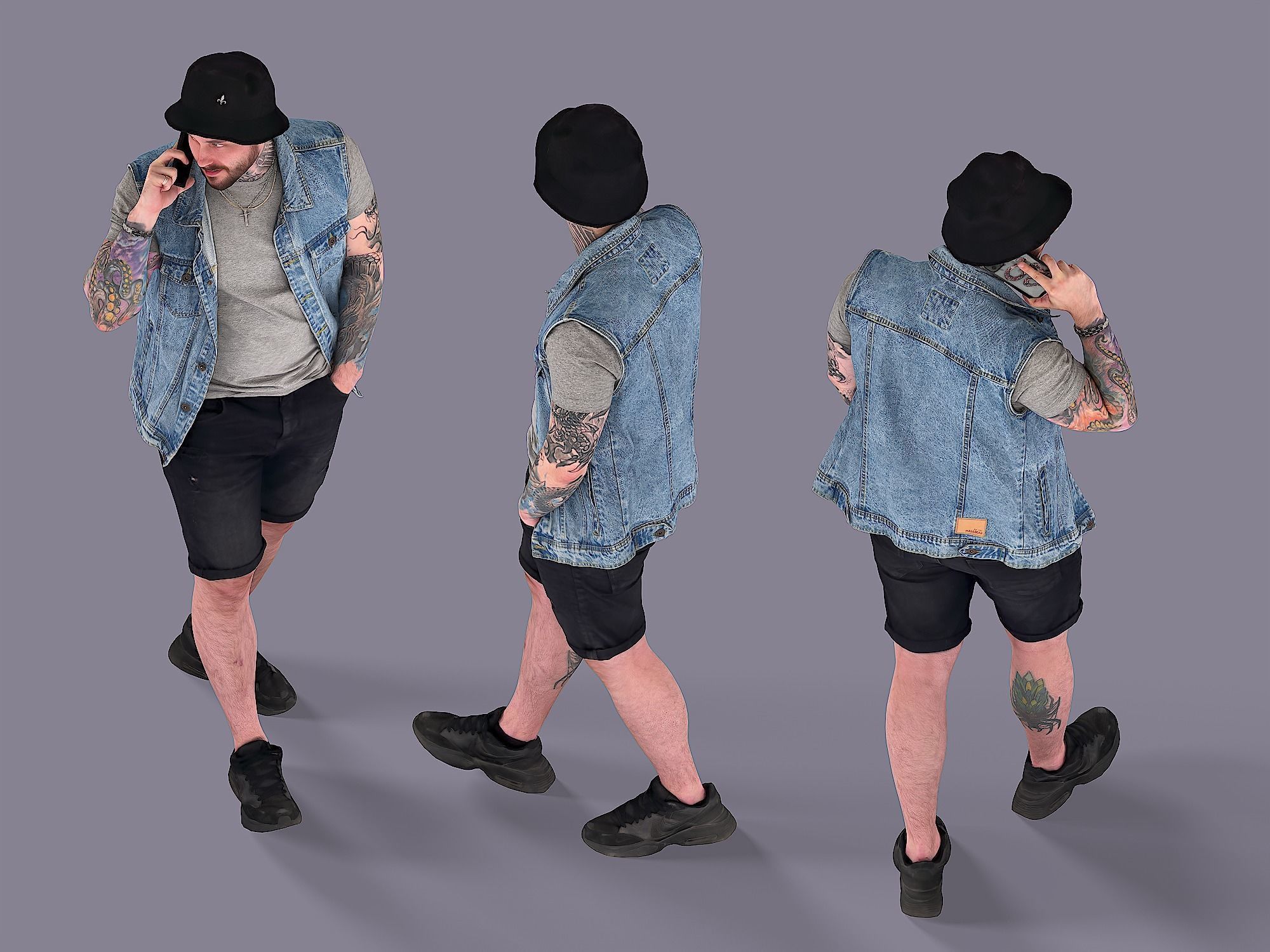 Dude Talking by Phone 3D model_5