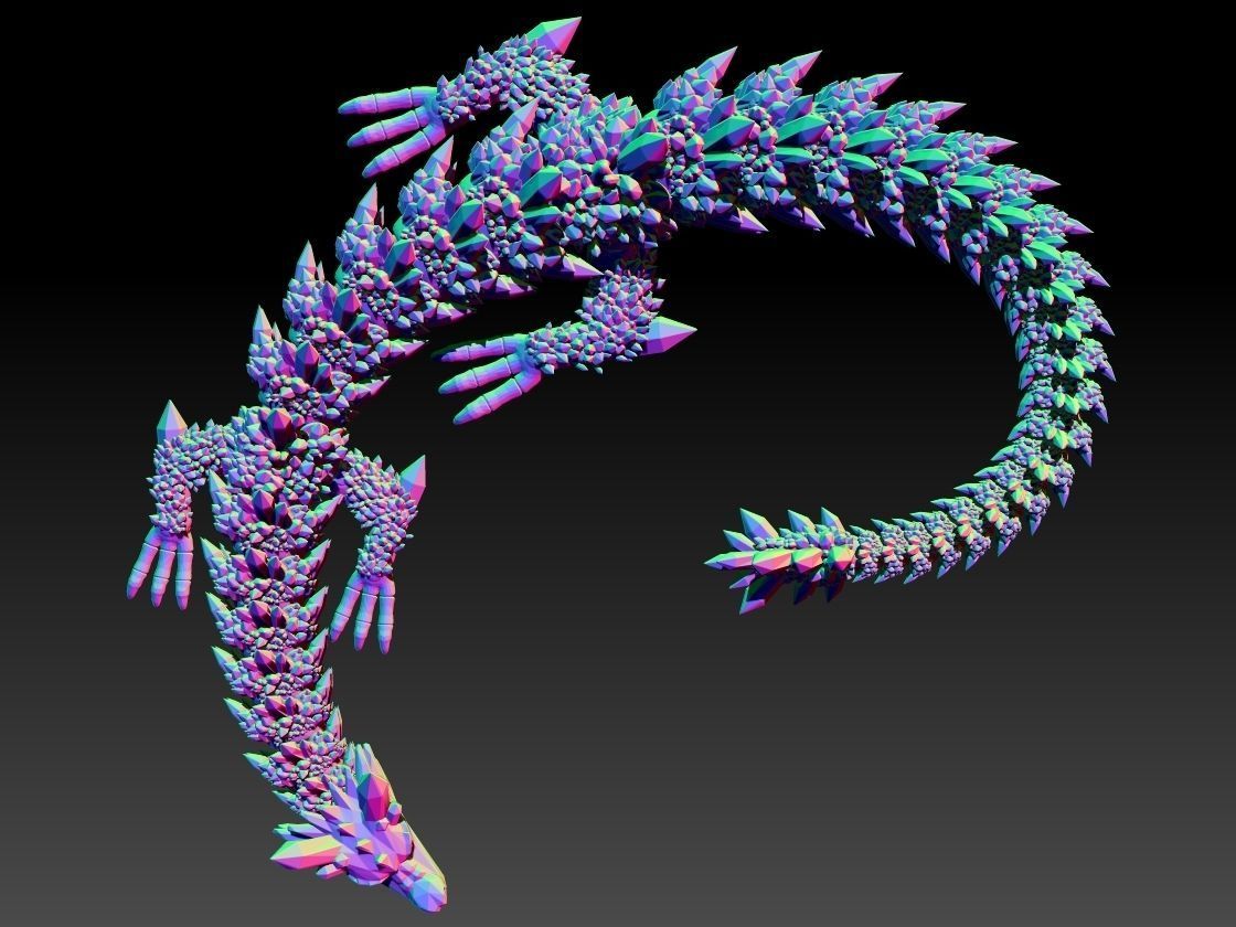 ARTICULATED CRYSTAL DRAGON - FLEXI CRYSTAL DRAGON 3D PRINT 3D print model_3