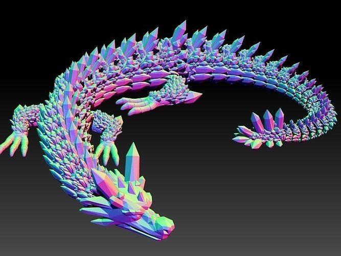 ARTICULATED CRYSTAL DRAGON - FLEXI CRYSTAL DRAGON 3D PRINT 3D print model