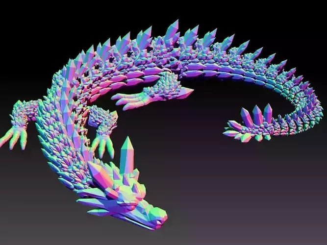 ARTICULATED CRYSTAL DRAGON - FLEXI CRYSTAL DRAGON 3D PRINT 3D print model