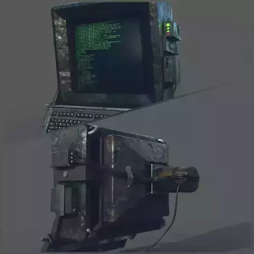 Cyberpunk PC old computer Low-poly 3D model