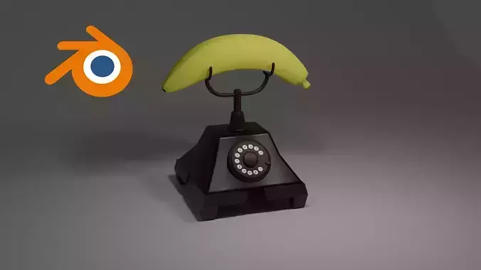 Banana Rotary Style phone Low-poly 3D model