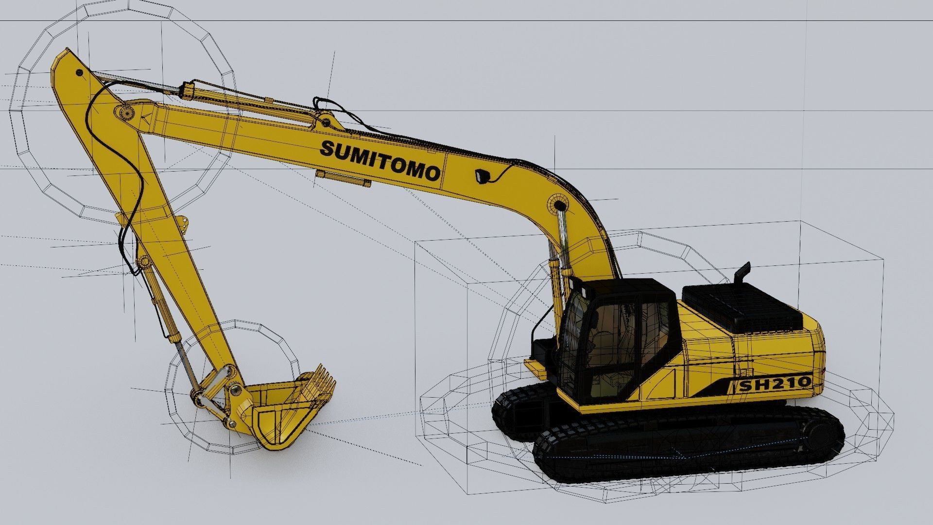 Model3D excavator Sumitomo SH200LC 3D model rigged | CGTrader