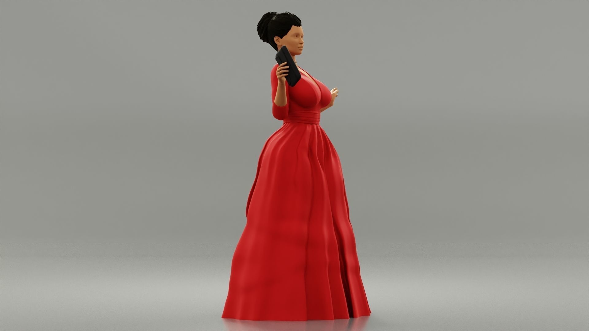 Beautiful Girl with Evening Dresses holding a wallet 3D print model_4