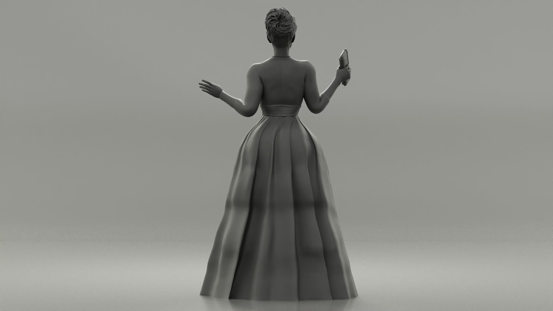 Beautiful Girl with Evening Dresses holding a wallet 3D print model_9