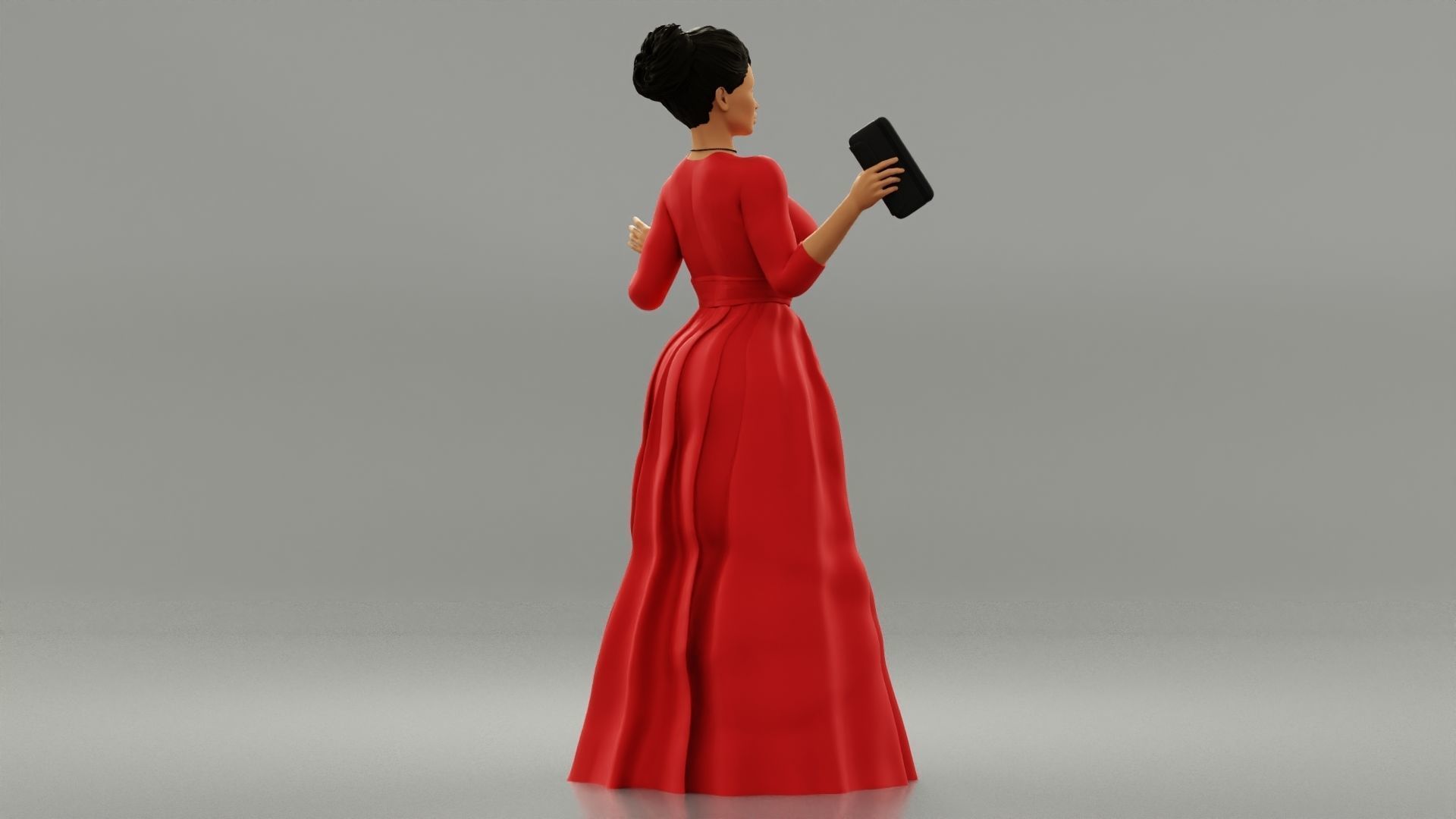 Beautiful Girl with Evening Dresses holding a wallet 3D print model_6