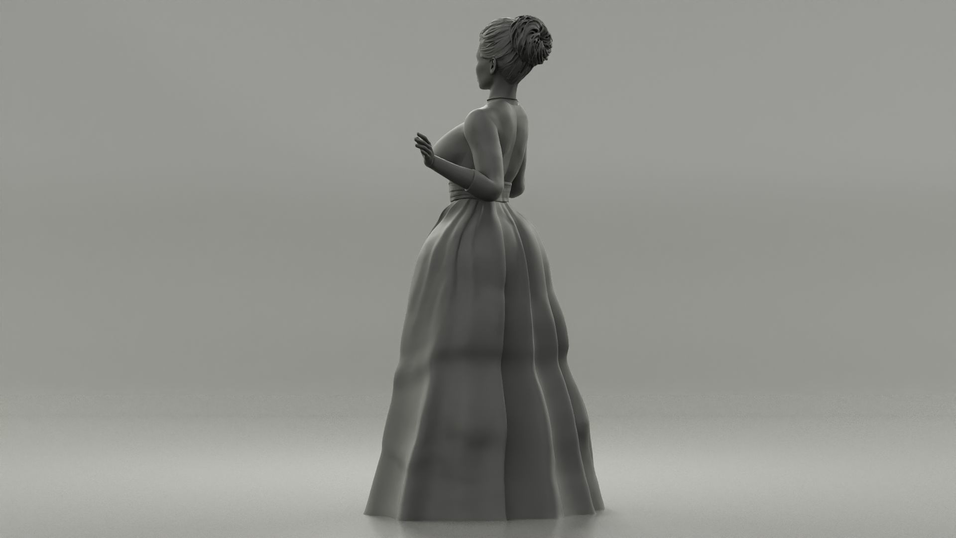 Beautiful Girl with Evening Dresses holding a wallet 3D print model_11