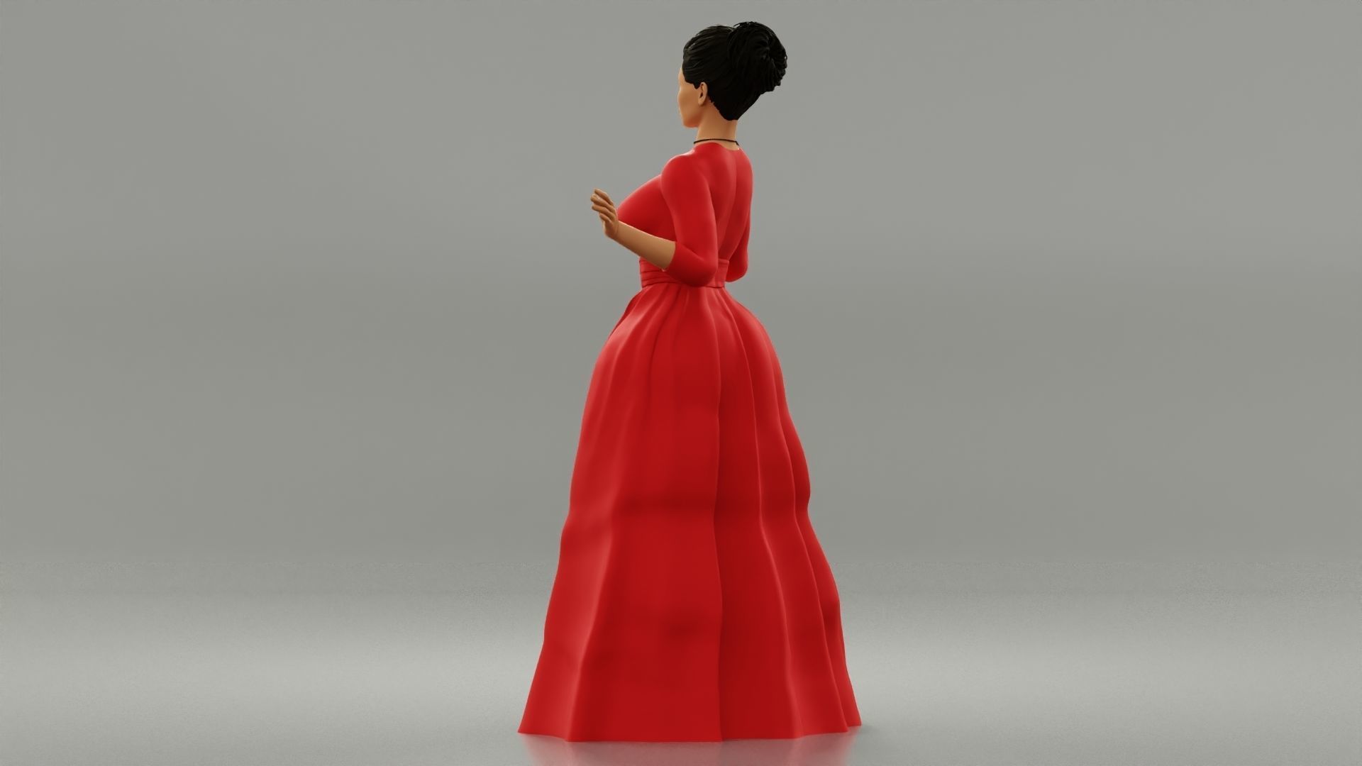 Beautiful Girl with Evening Dresses holding a wallet 3D print model_10