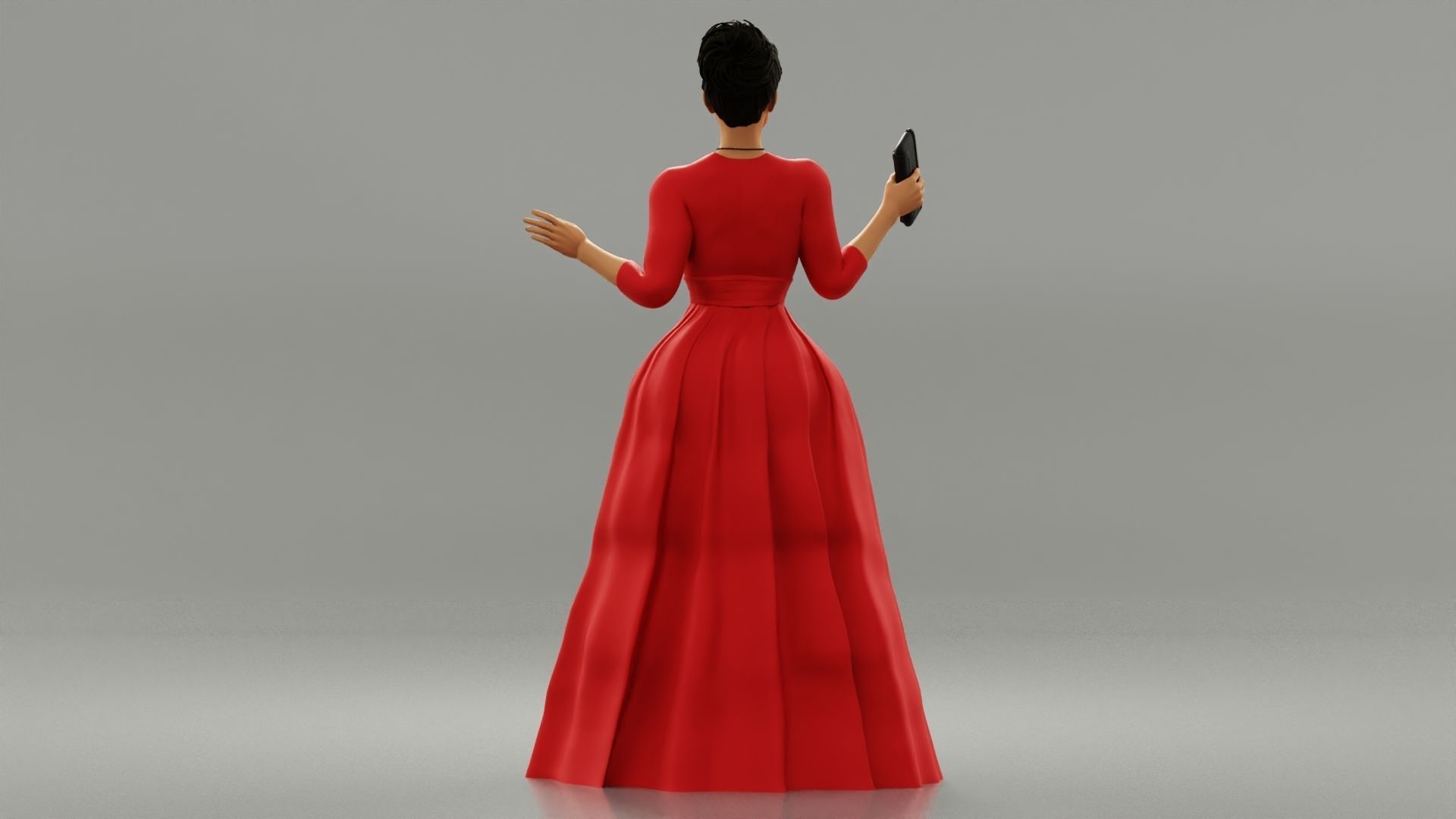 Beautiful Girl with Evening Dresses holding a wallet 3D print model_8