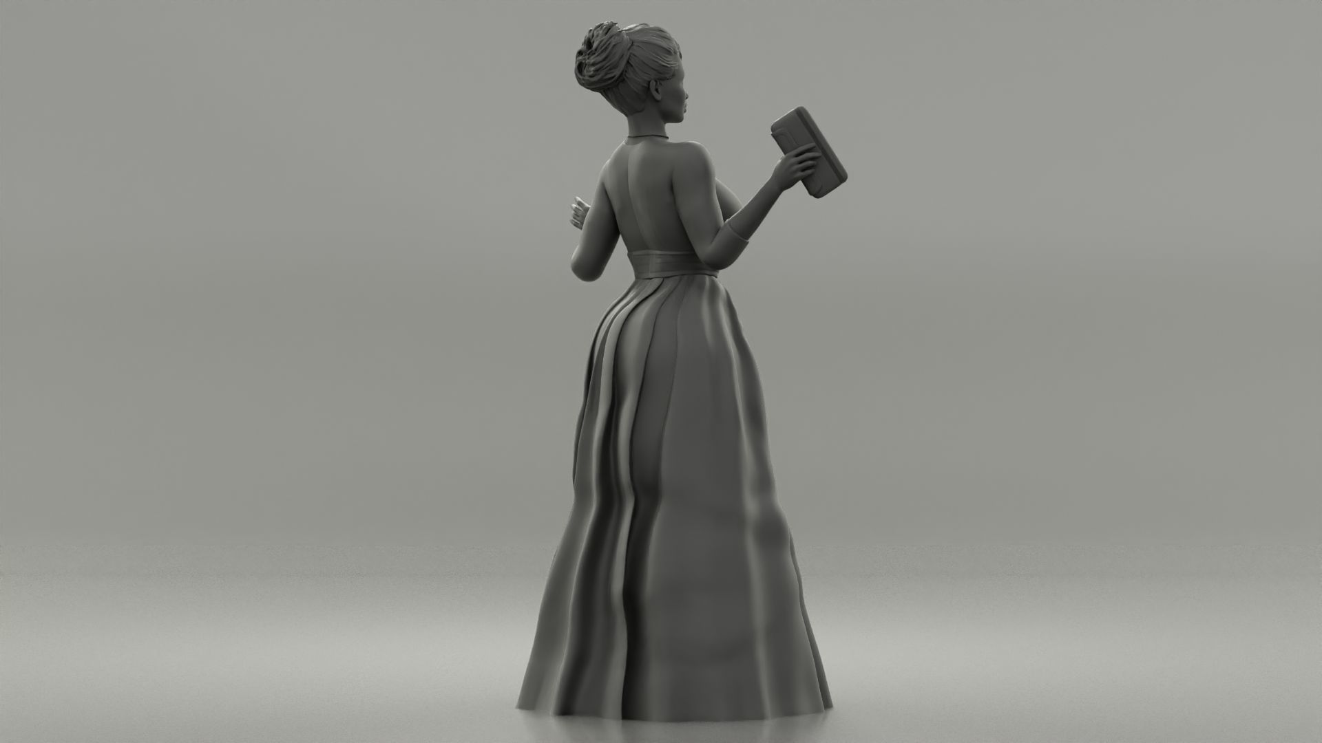 Beautiful Girl with Evening Dresses holding a wallet 3D print model_7