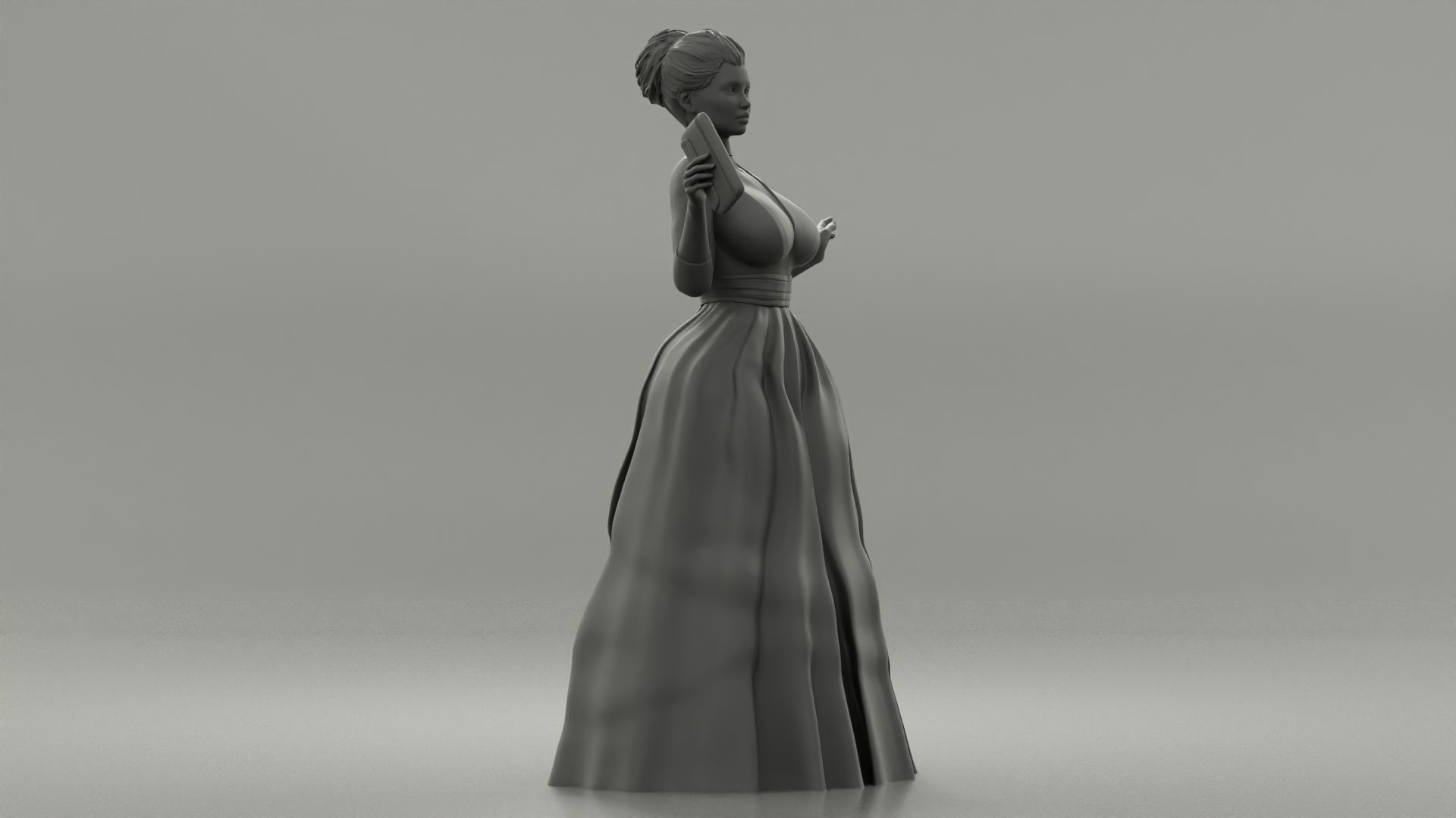 Beautiful Girl with Evening Dresses holding a wallet 3D print model_5