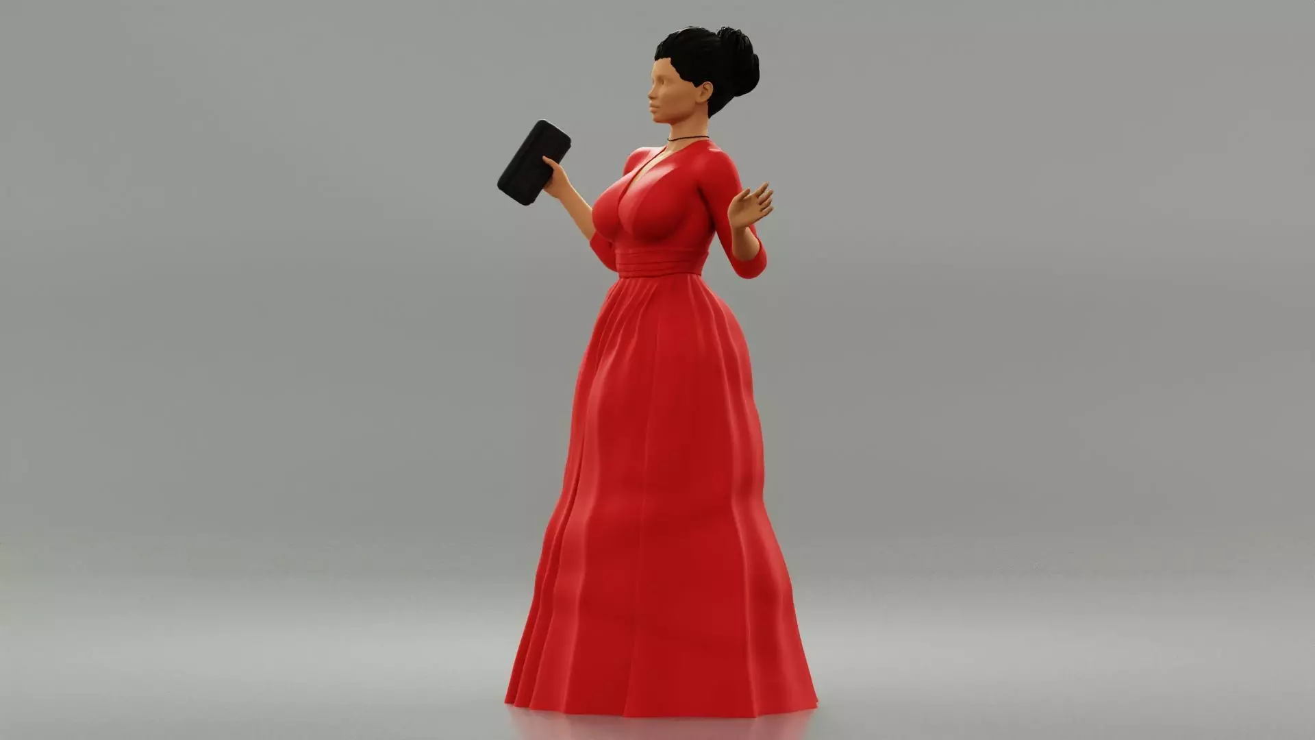 Beautiful Girl with Evening Dresses holding a wallet 3D print model_0