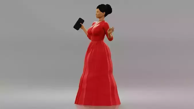 Beautiful Girl with Evening Dresses holding a wallet 3D print model