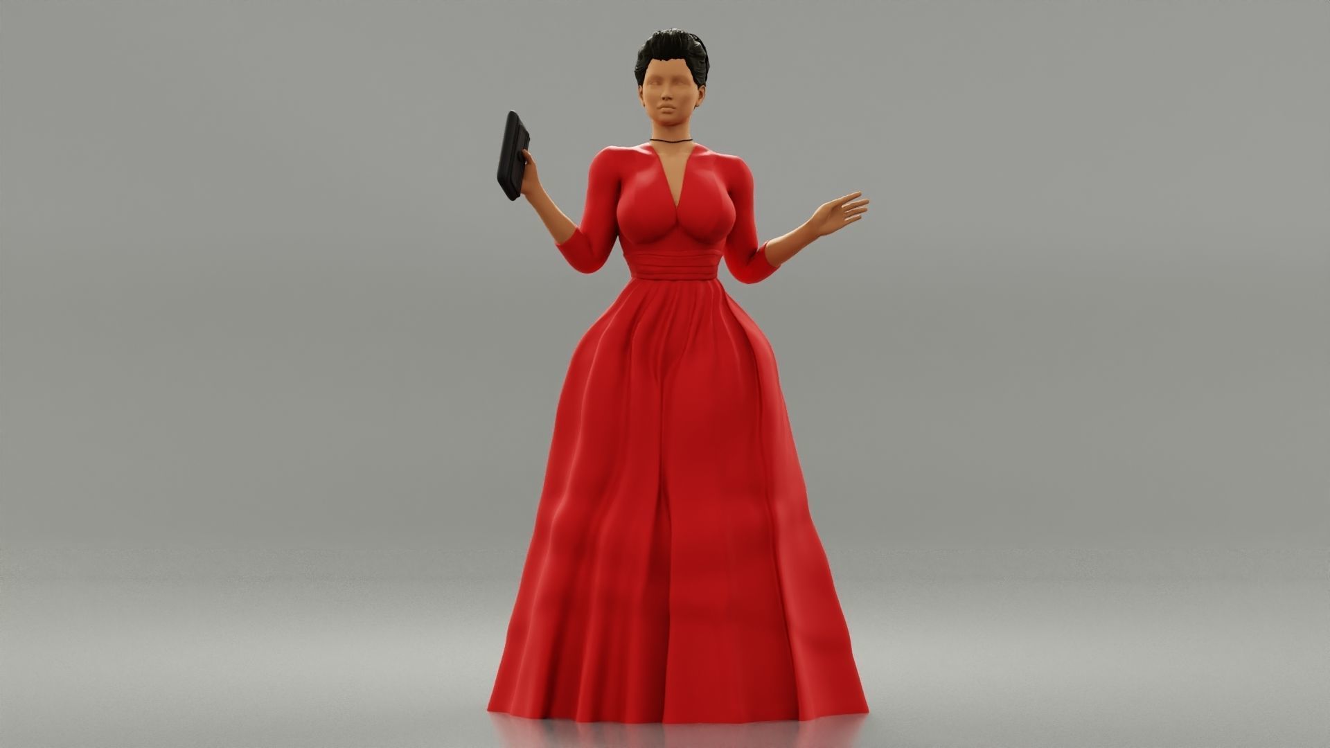 Beautiful Girl with Evening Dresses holding a wallet 3D print model_2