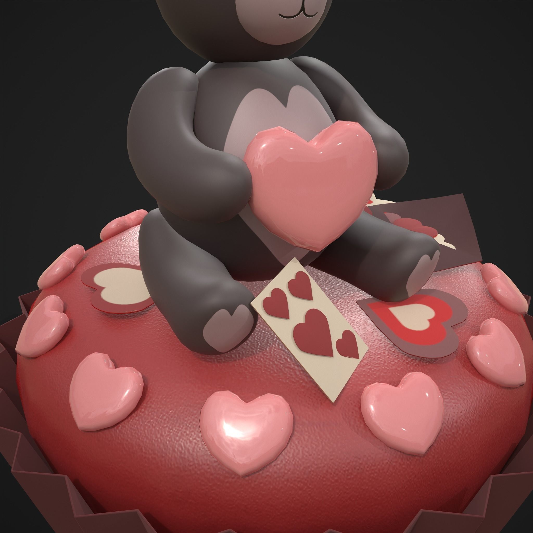 Valentines Bear Cupcake Low-poly 3D model_25