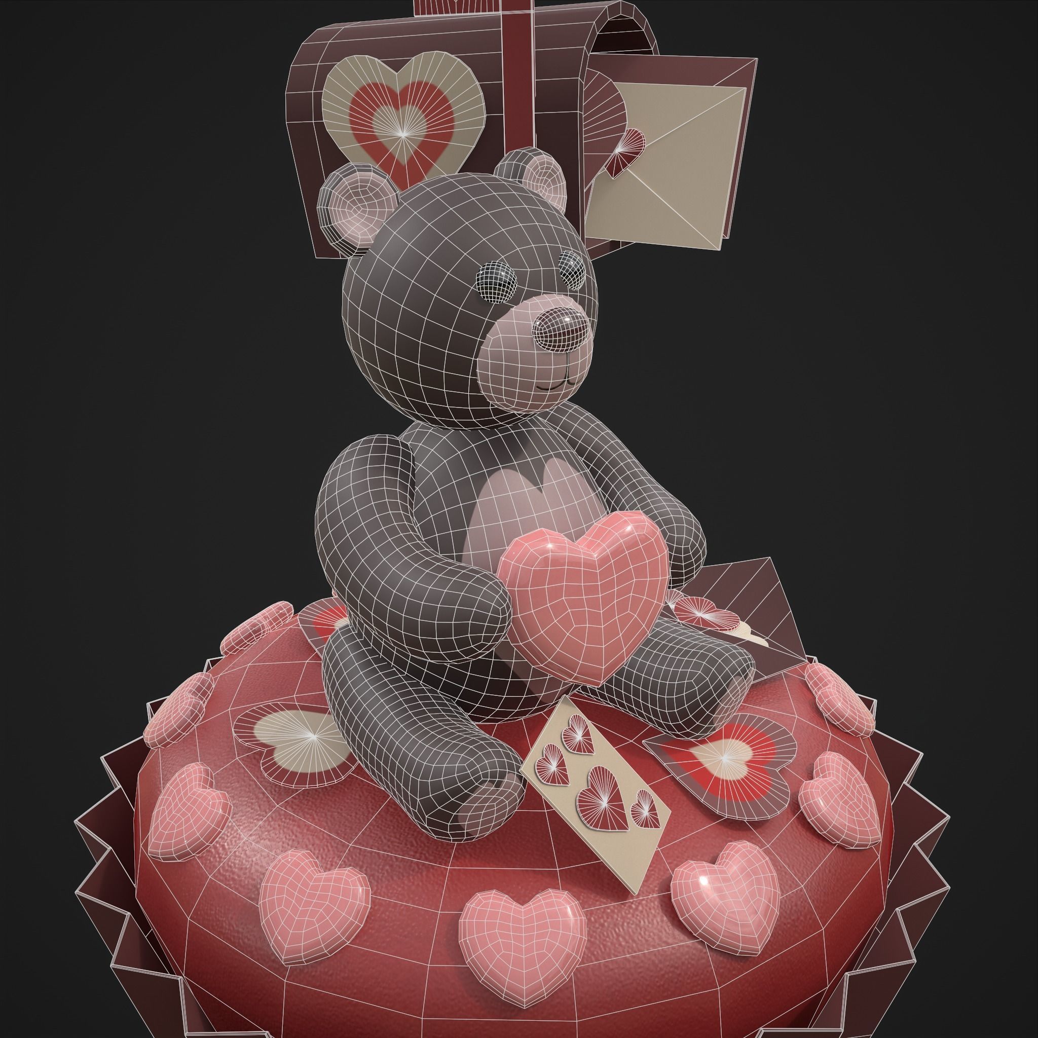 Valentines Bear Cupcake Low-poly 3D model_36