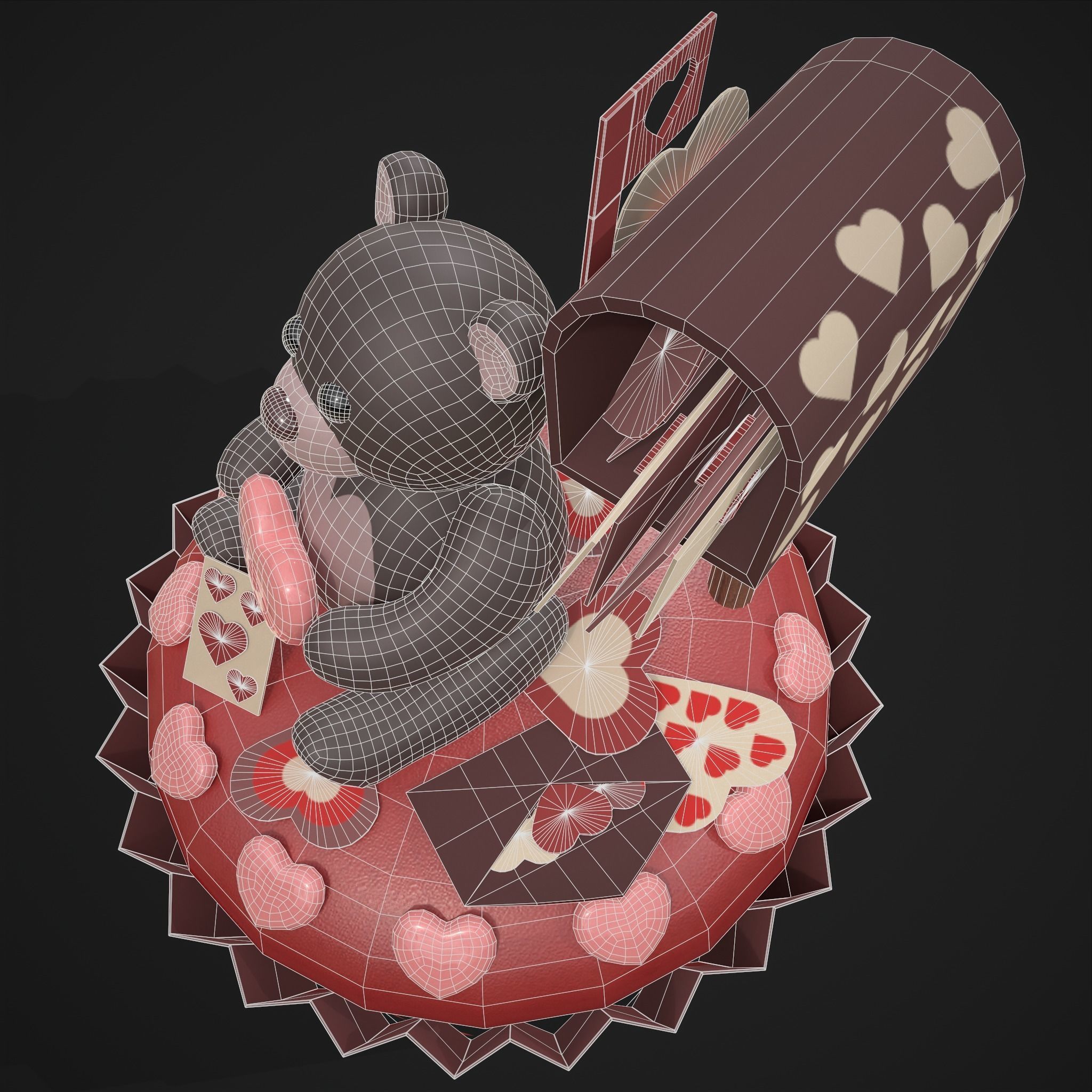 Valentines Bear Cupcake Low-poly 3D model_32