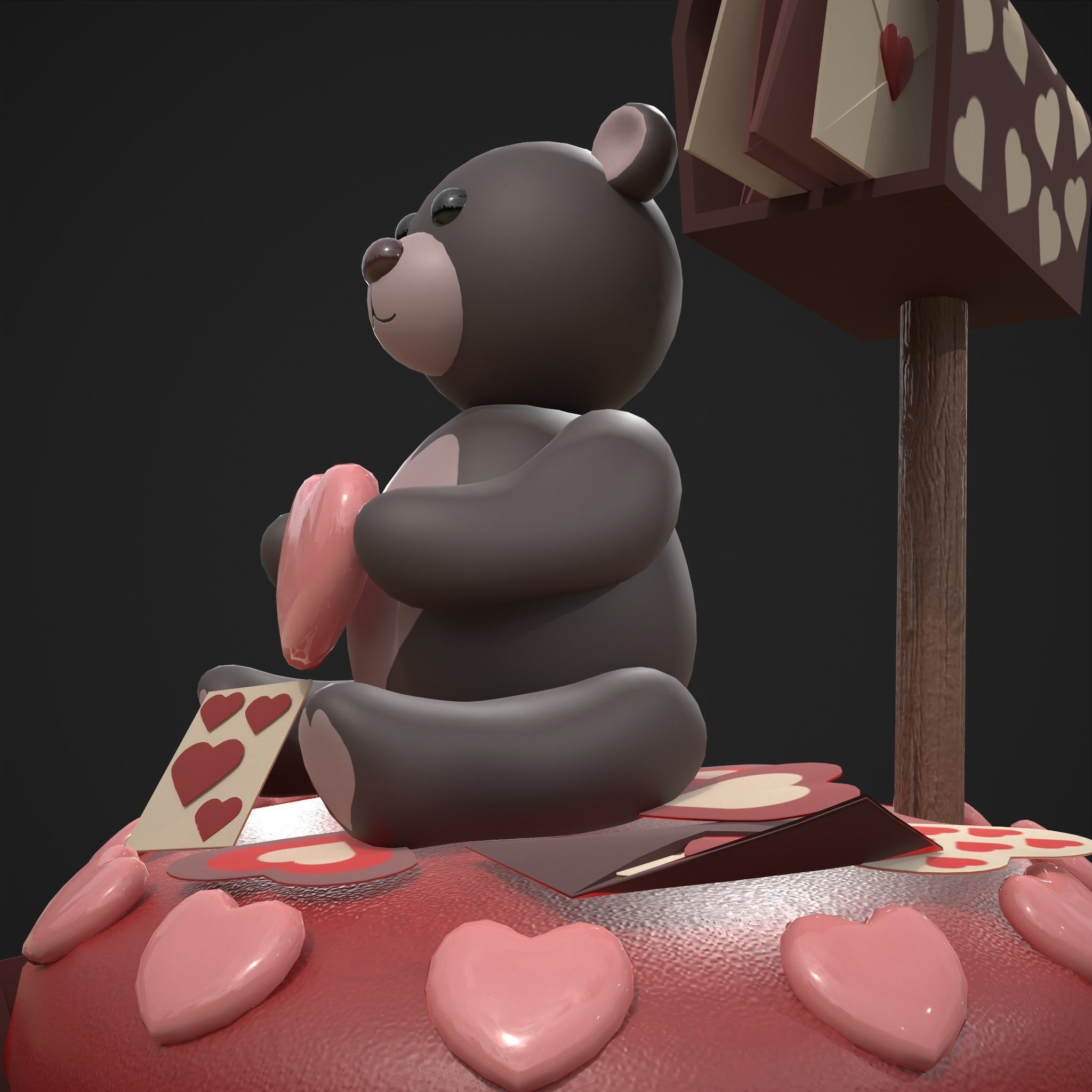 Valentines Bear Cupcake Low-poly 3D model_29