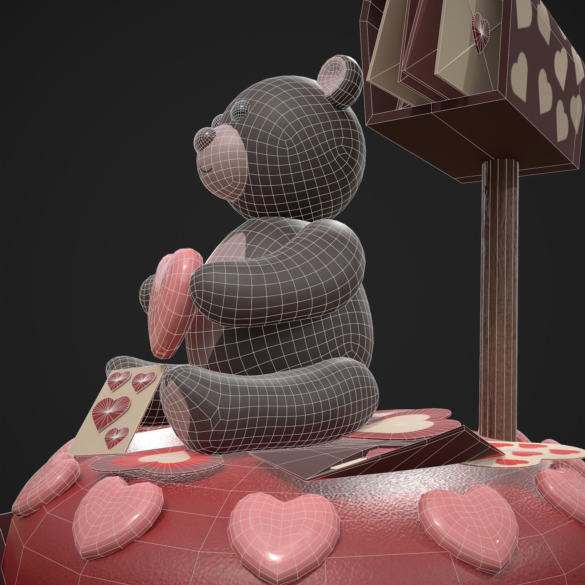 Valentines Bear Cupcake Low-poly 3D model_30