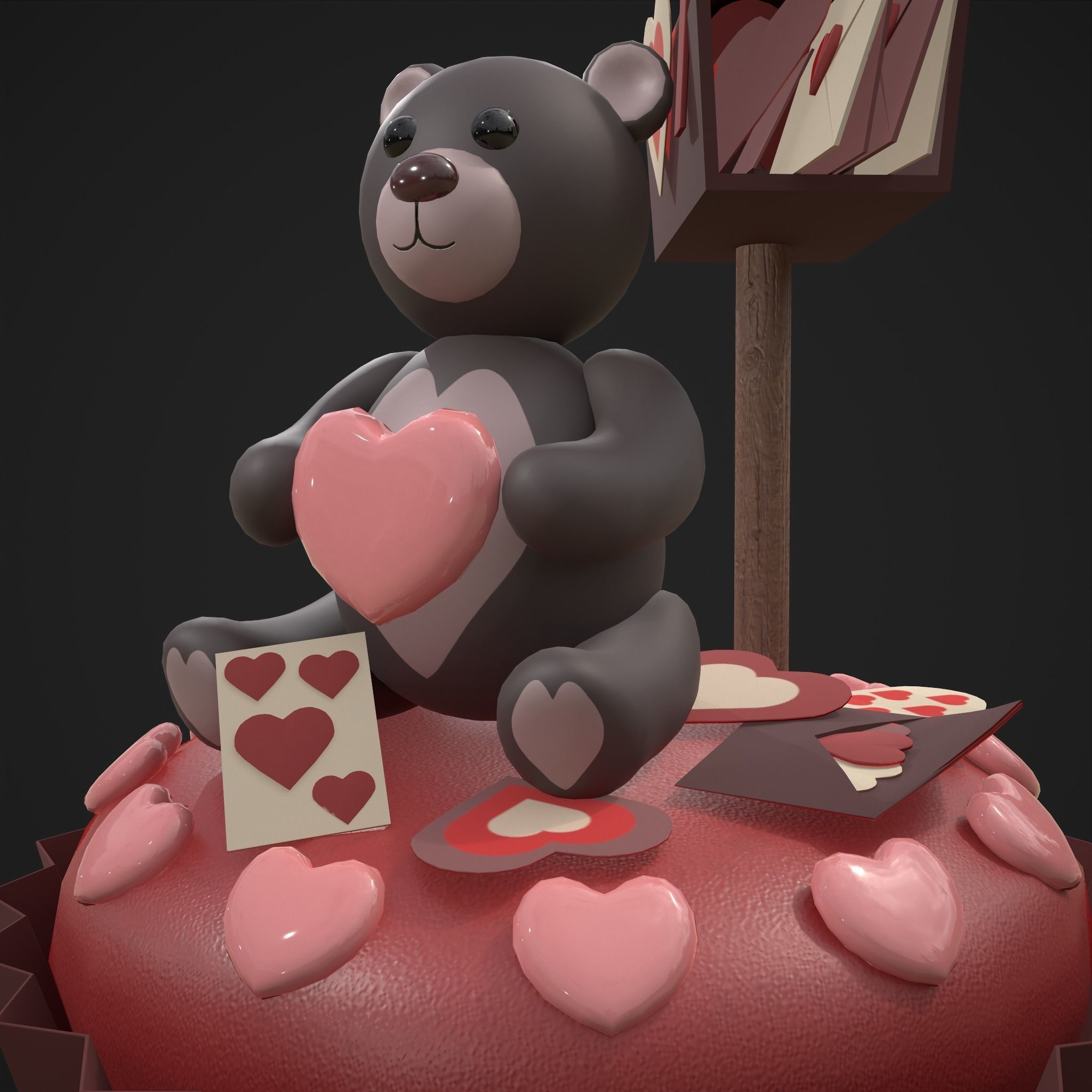 Valentines Bear Cupcake Low-poly 3D model_21