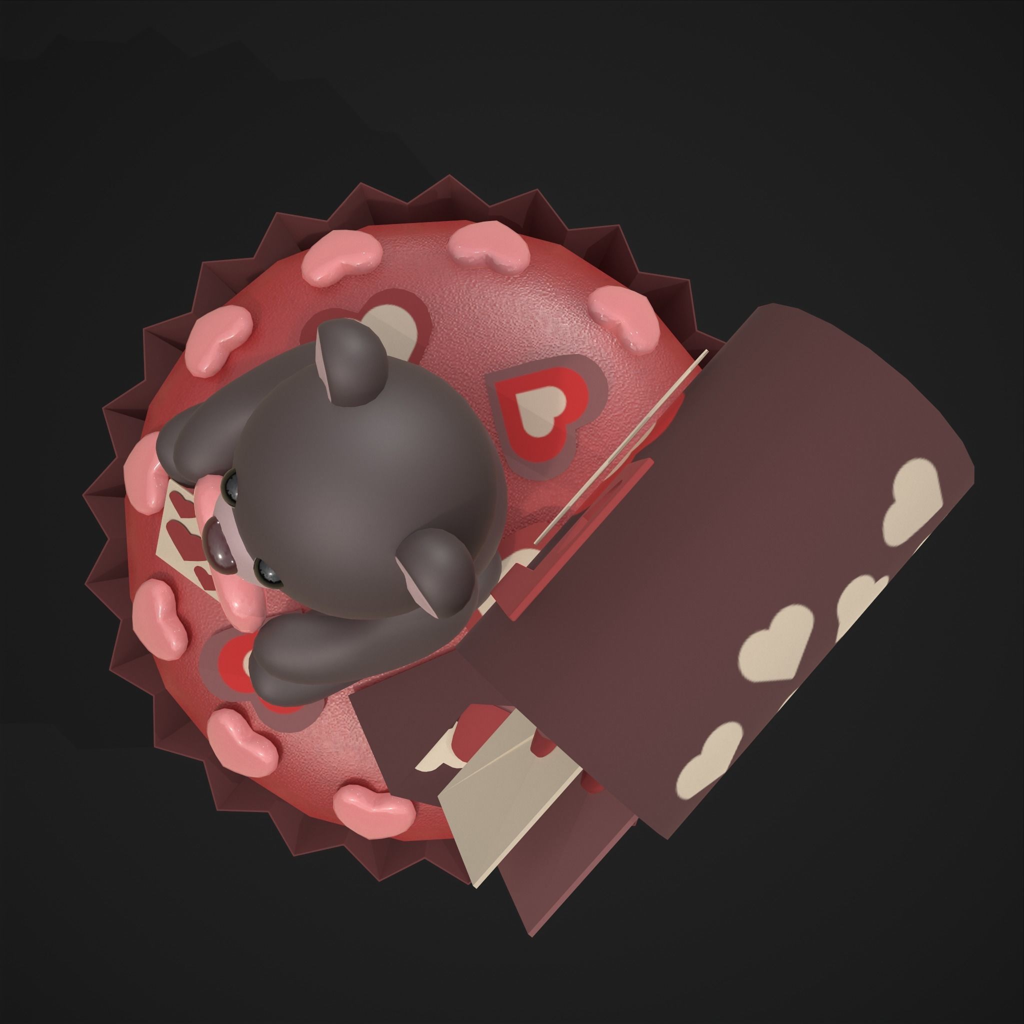 Valentines Bear Cupcake Low-poly 3D model_33