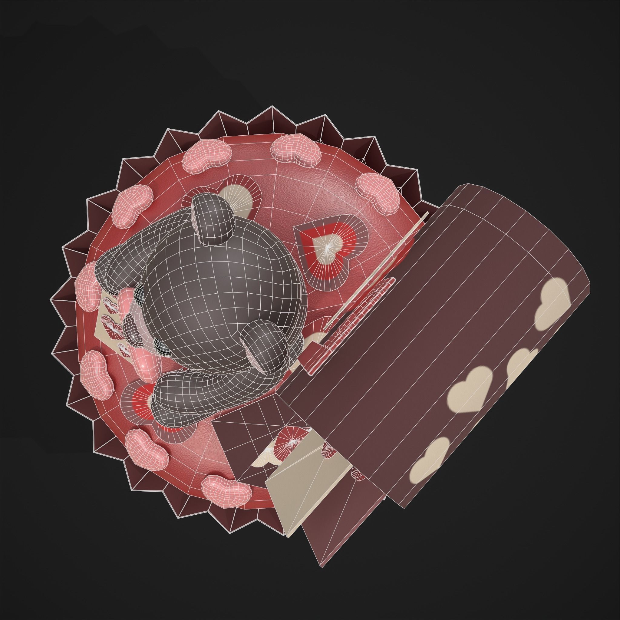 Valentines Bear Cupcake Low-poly 3D model_34