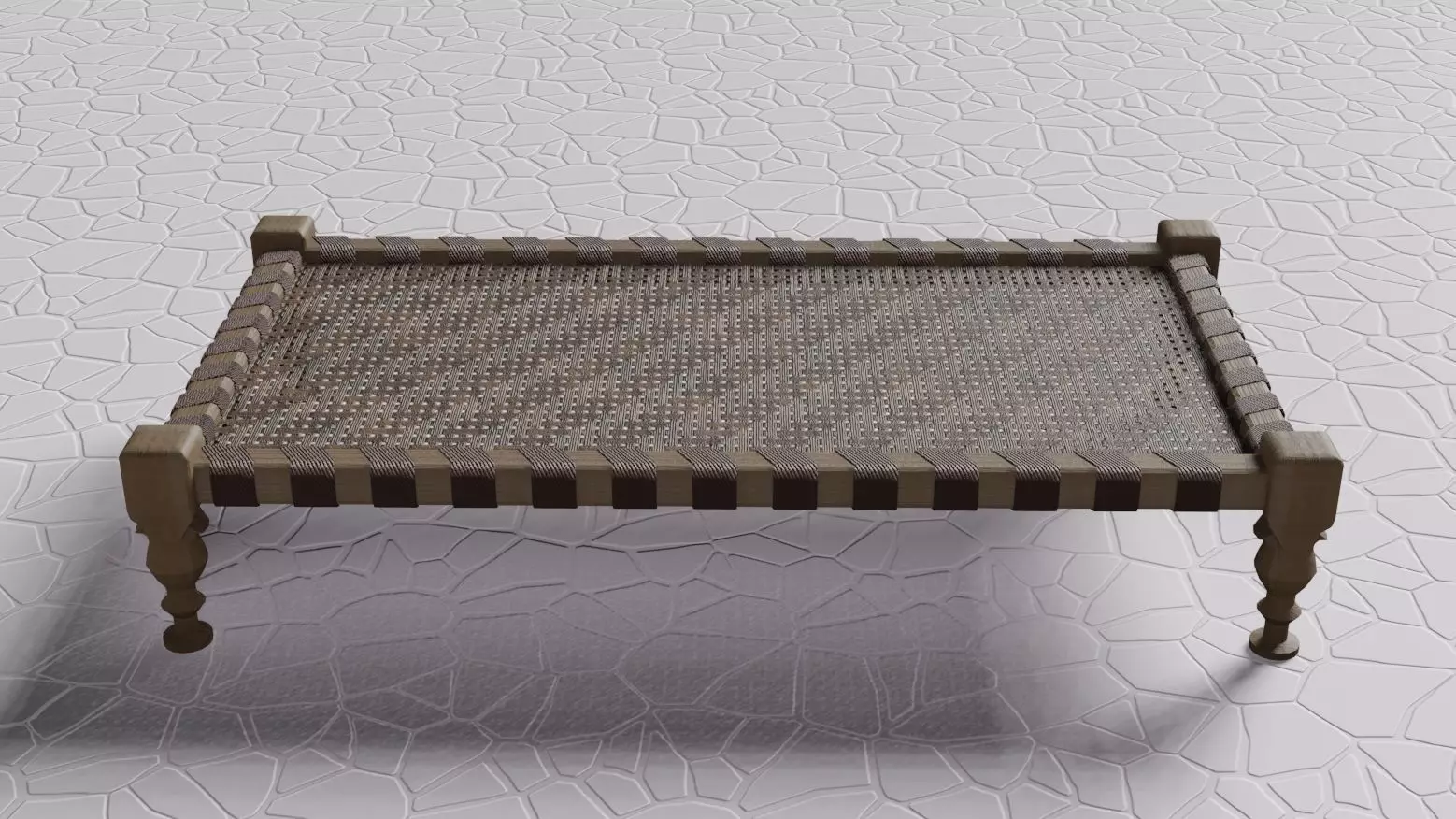 Treditional bed chaarpayi Low-poly 3D model_0