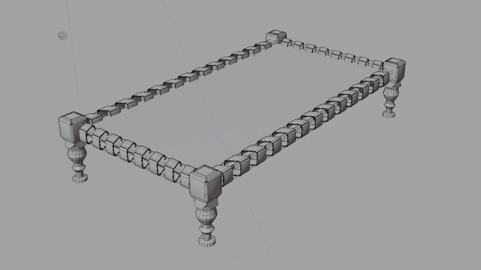 Treditional bed chaarpayi Low-poly 3D model_3