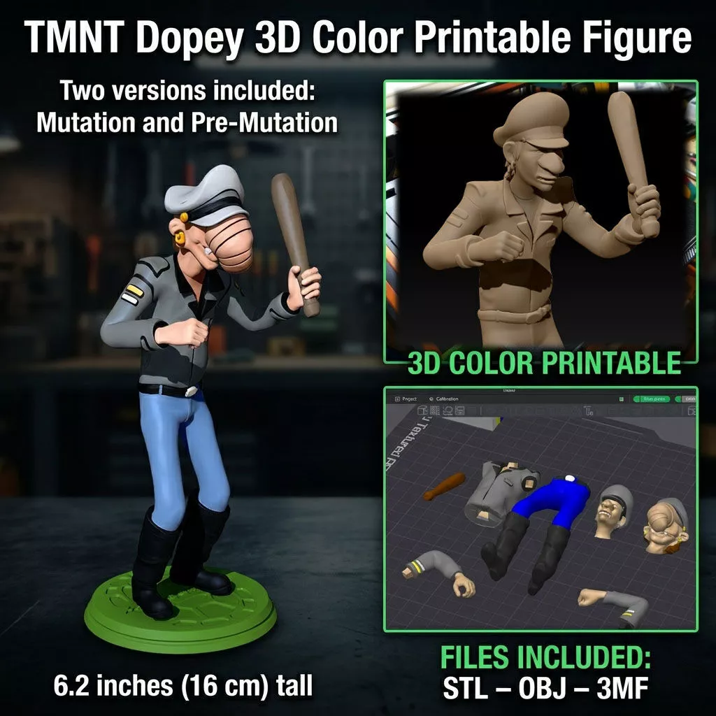 TMNT Dopey 3D Color Printable Figure 1987 3D print model