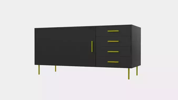 Black Modern Cabinet 3D Model 