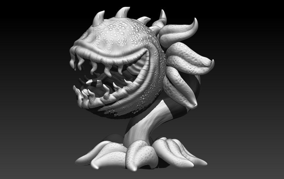 PlantasvsZombies monster with teeth 3D print model_1
