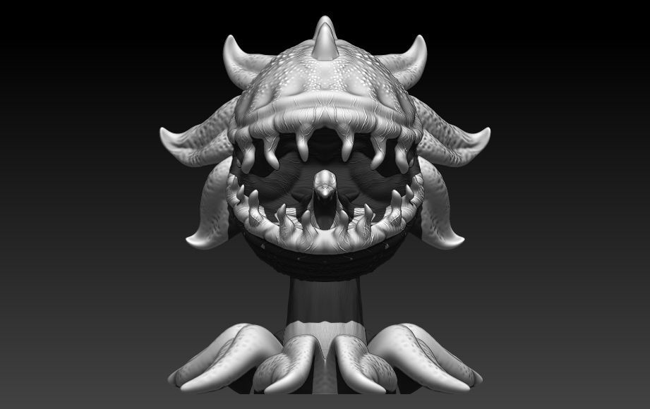 PlantasvsZombies monster with teeth 3D print model_7
