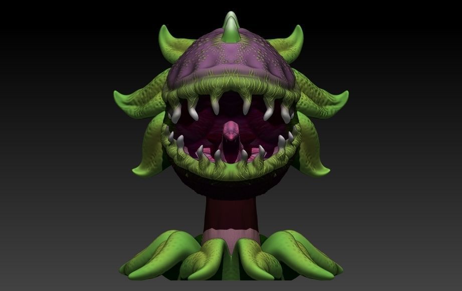 PlantasvsZombies monster with teeth 3D print model_6