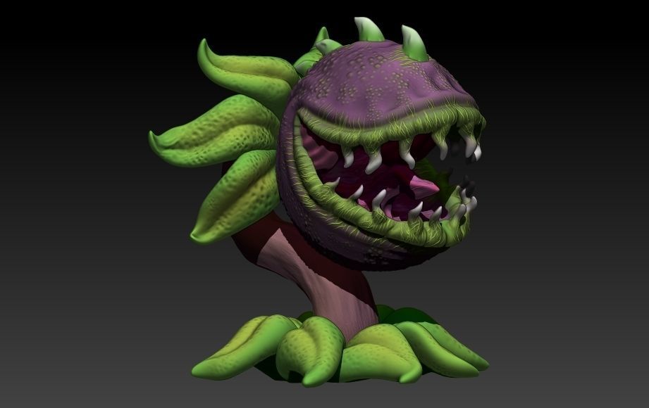 PlantasvsZombies monster with teeth 3D print model_4