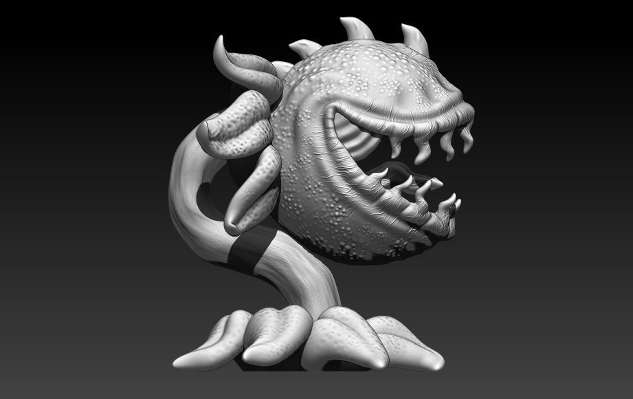 PlantasvsZombies monster with teeth 3D print model_3