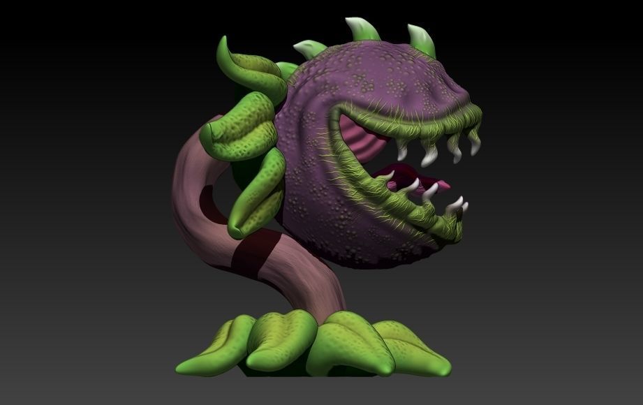 PlantasvsZombies monster with teeth 3D print model_2