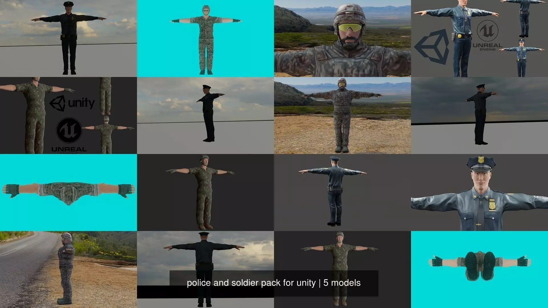 police and soldier pack for unity 3D Model Collection_0