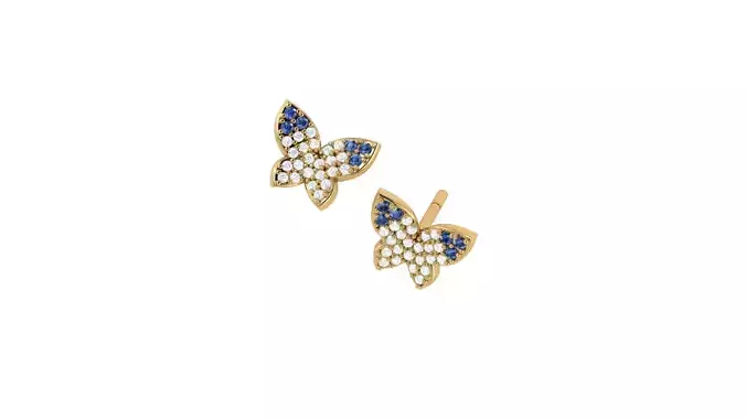 butterfly-ER-V3 butterfly stud earrings in gold with sapphires and diamonds