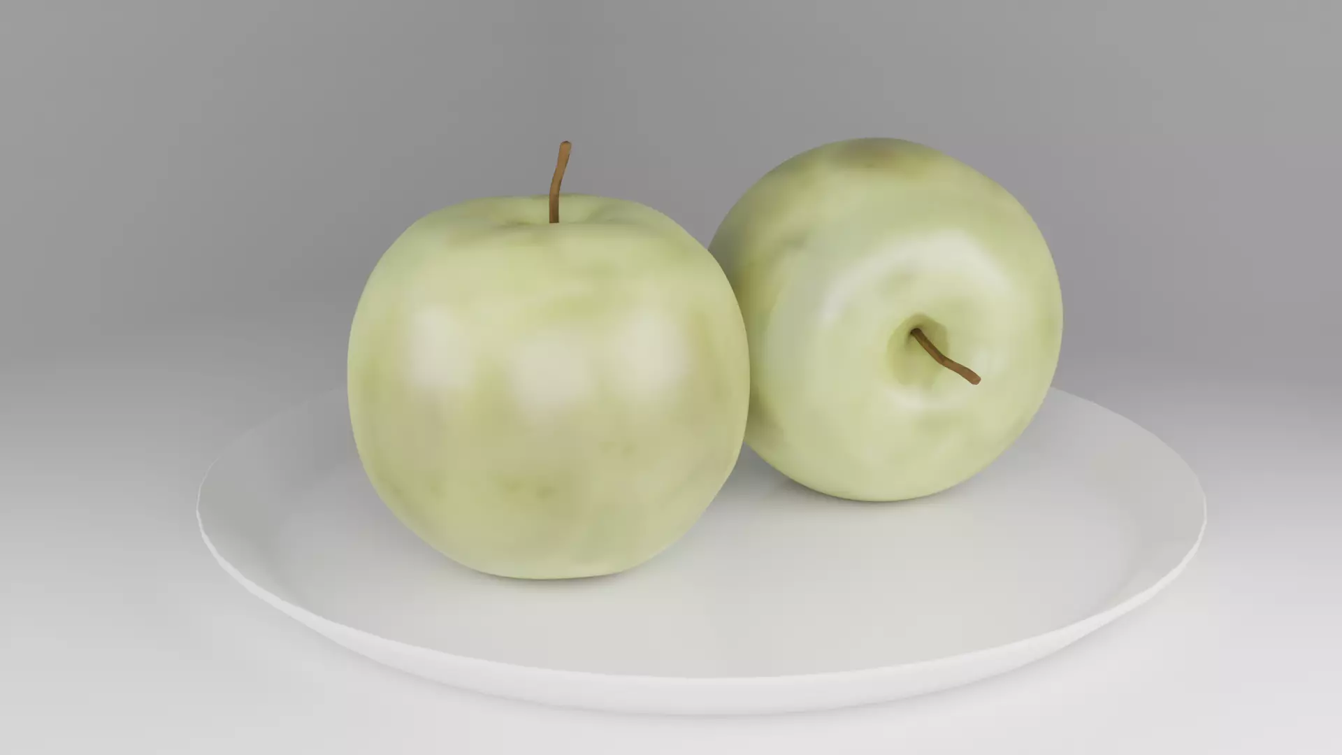 Apple two apples on plate 3D model_0