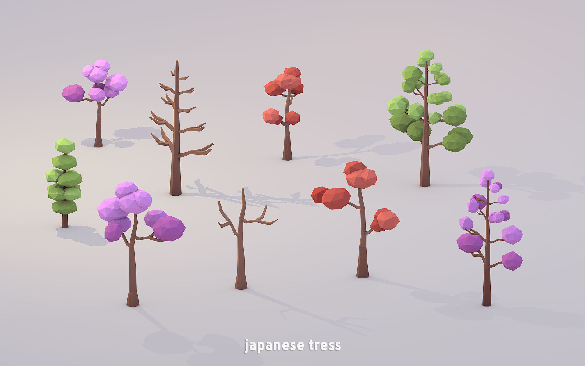 3D Low Poly 100 Trees Low-poly 3D model_3