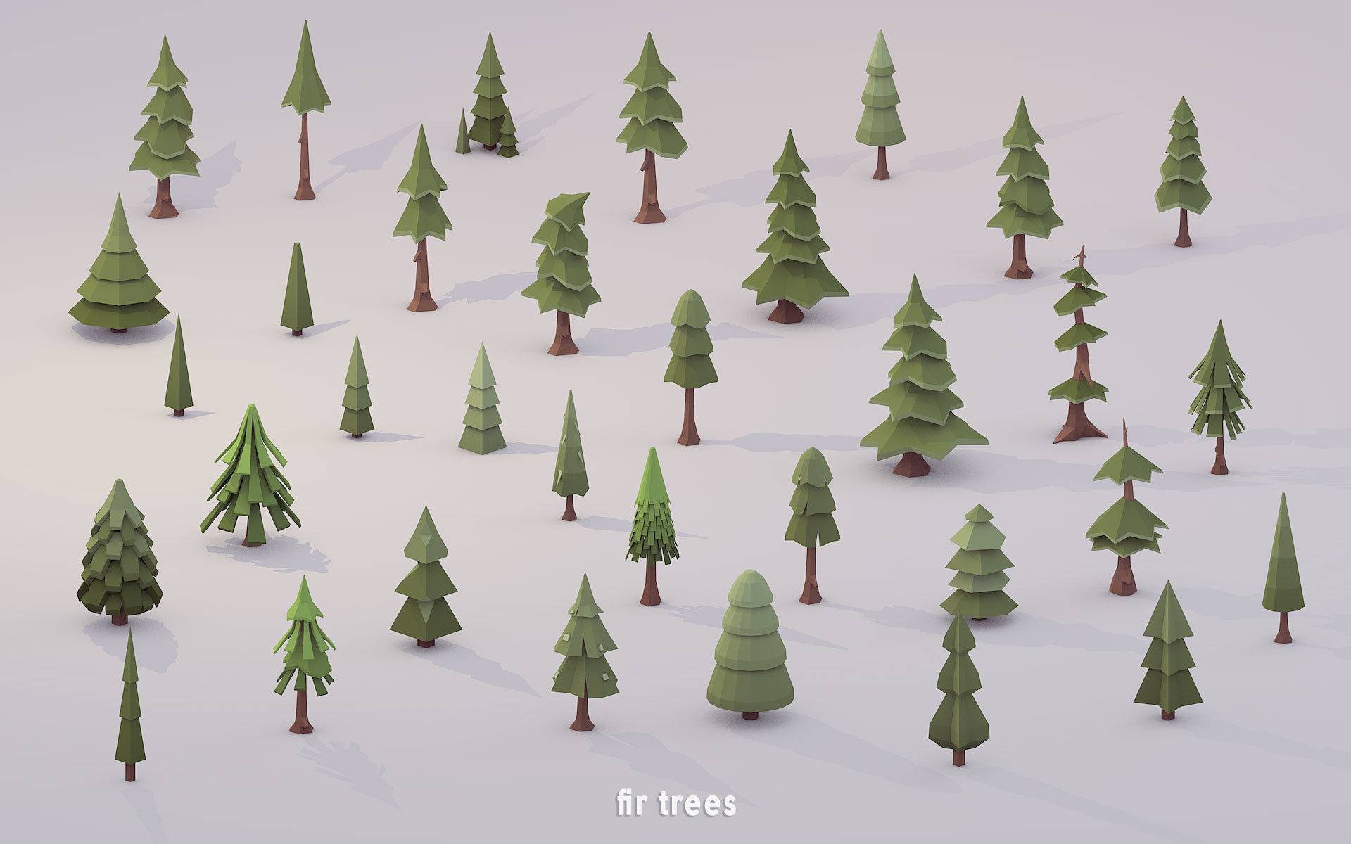 3D Low Poly 100 Trees Low-poly 3D model_2