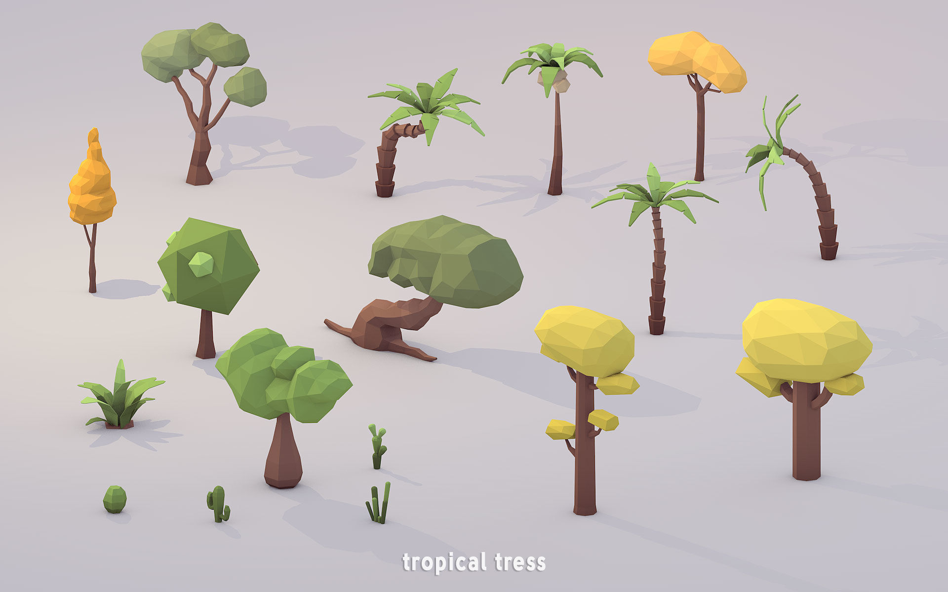 3D Low Poly 100 Trees Low-poly 3D model_5