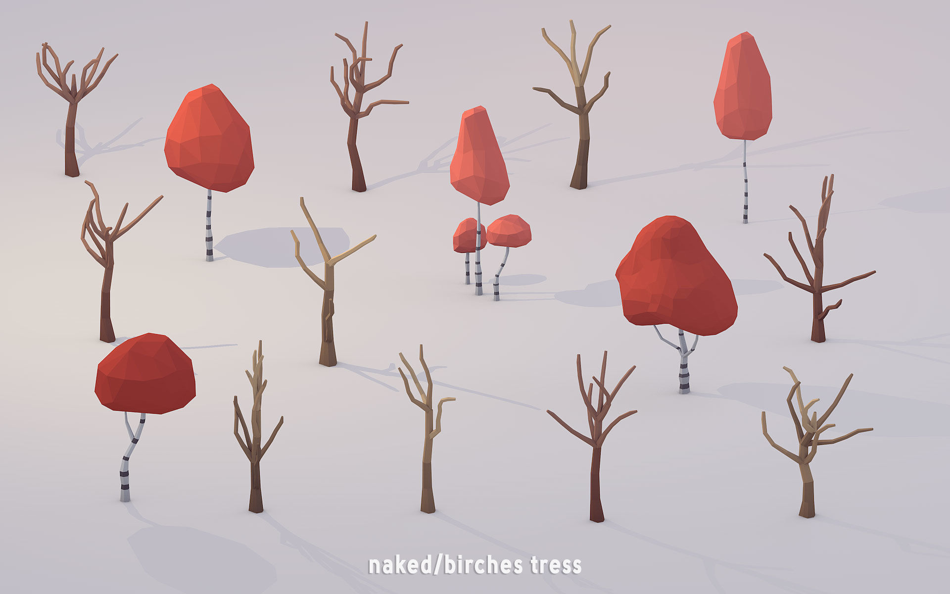 3D Low Poly 100 Trees Low-poly 3D model_4