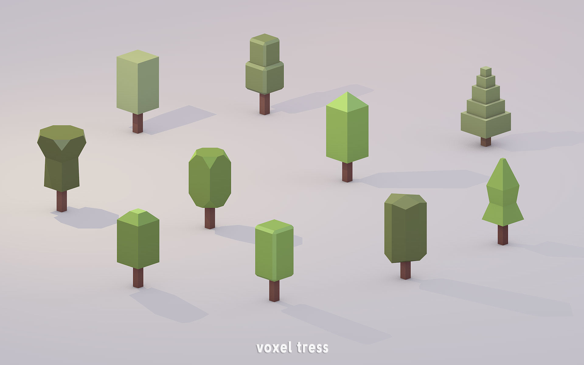 3D Low Poly 100 Trees Low-poly 3D model_6