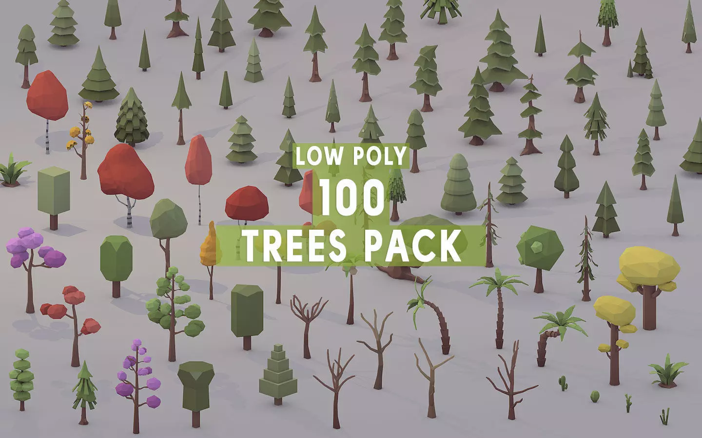 3D Low Poly 100 Trees Low-poly 3D model_0
