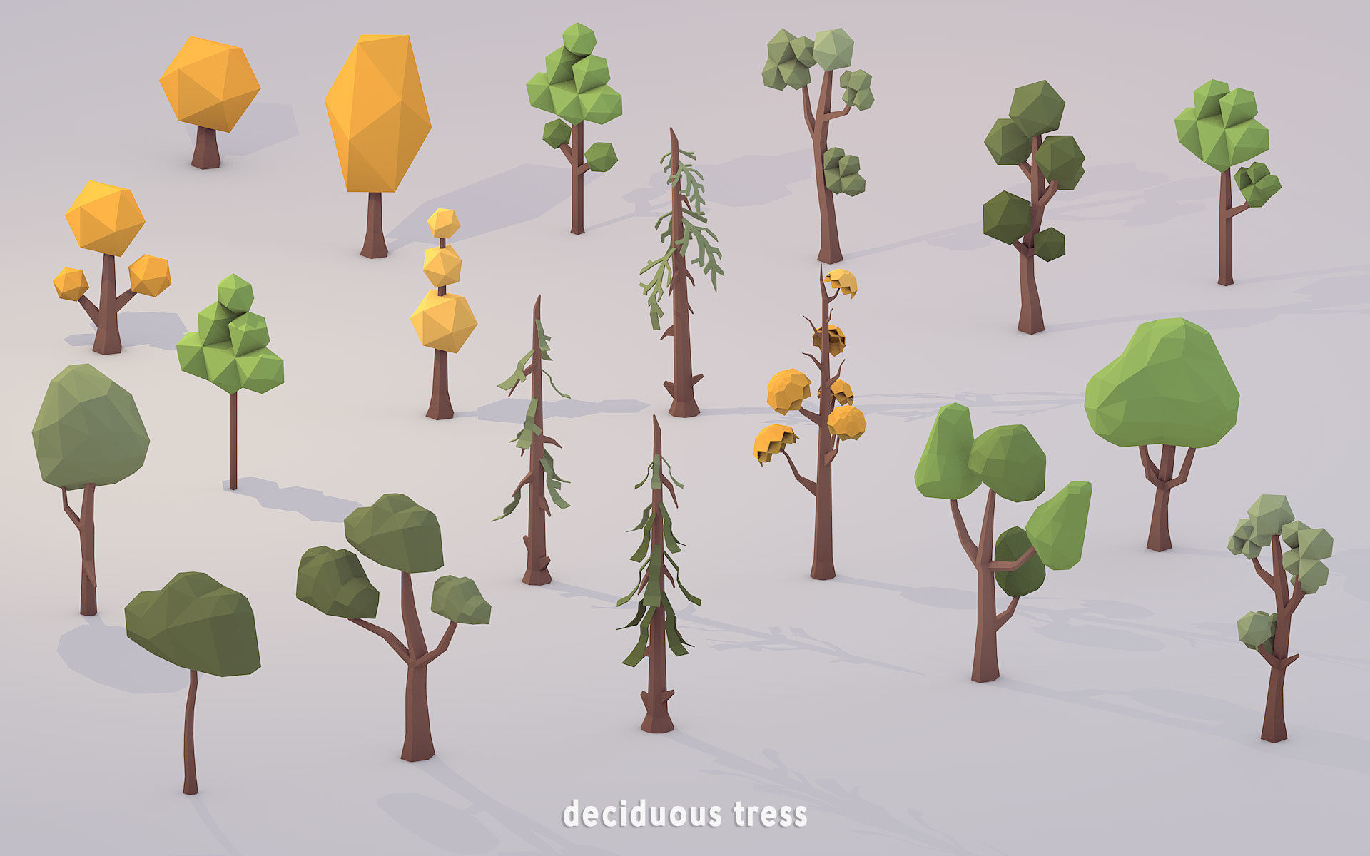 3D Low Poly 100 Trees Low-poly 3D model_1