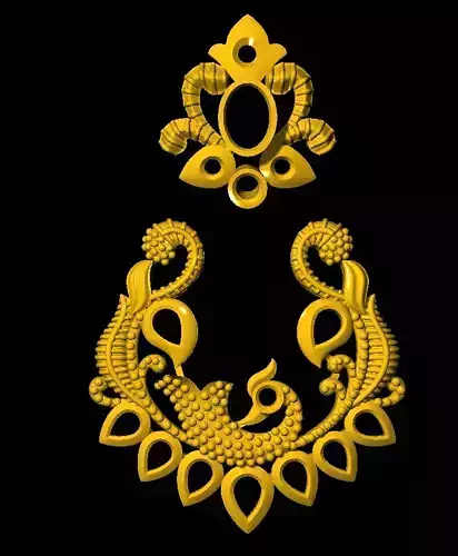 Earring gold necklace with ornate design