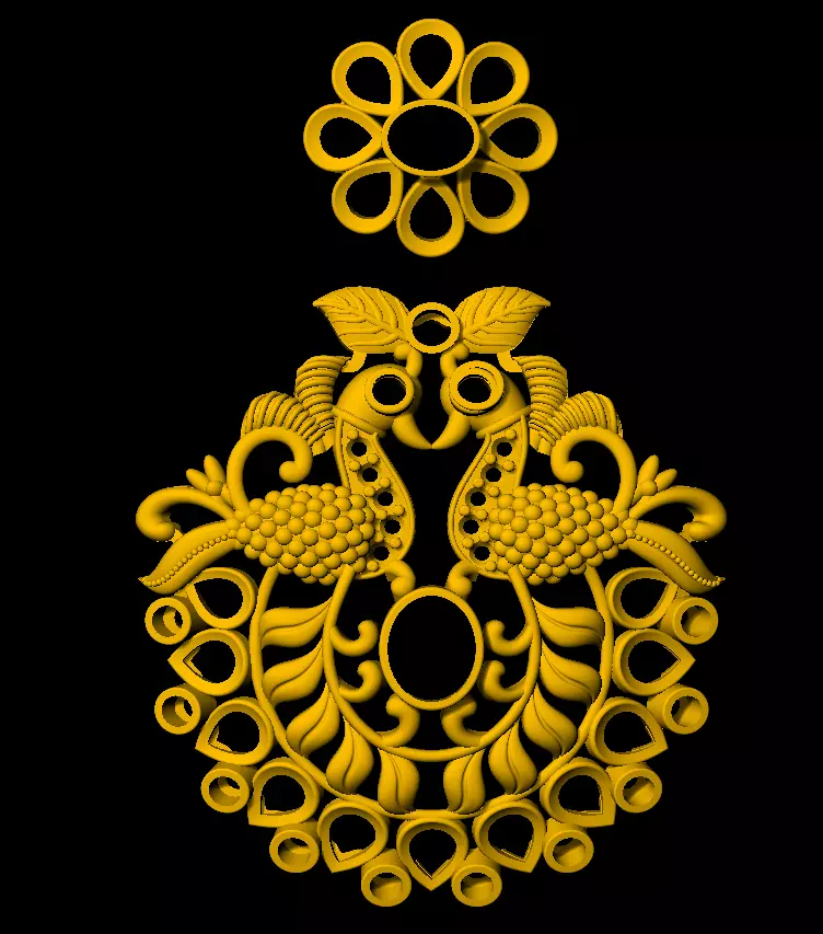 Earring ornate gold pendant 3D print model_0