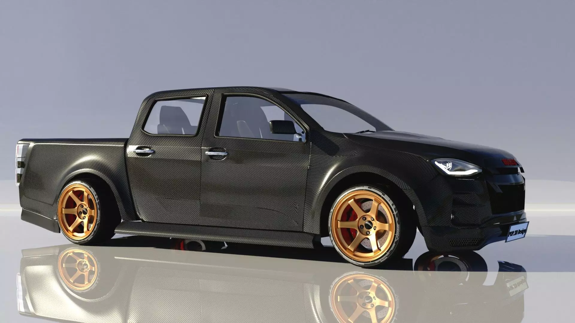 Model 3d Car D-max2020  Custom Cabon 3D model_0